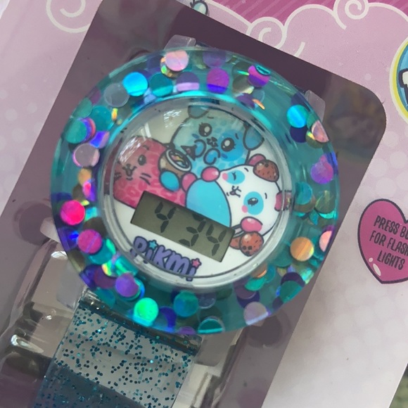 Pikmi Pop flashing light watch lcd light glitter strap brand new in box! 6+ - Picture 3 of 16